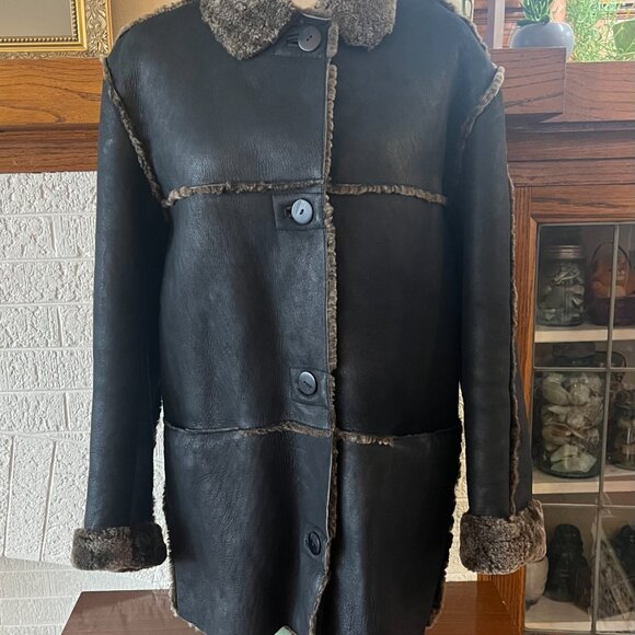 Hilary Radley Genuine Sheep Shearling Leather Coat Jacket Size 8 Women's - Picture 5 of 11